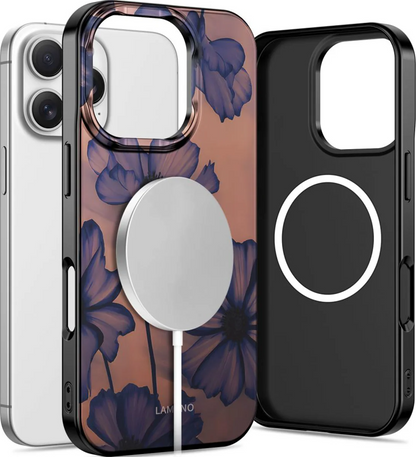 MagSafe Case for Apple iPhone 16 Pro, Tech-Protect, Lamano Velvet Night, Black