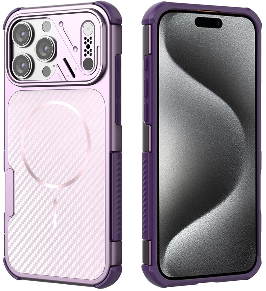 MagSafe Case for Apple iPhone 16 Pro, OEM, Carbon and Corner Protection, Purple