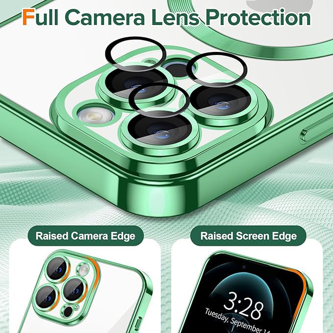 MagSafe Case for Apple iPhone 12 Pro, Techsuit, Luxury Crystal, Light Green