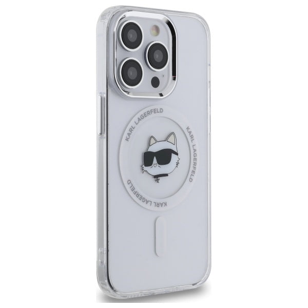 MagSafe Case for Apple iPhone 13 Pro, Karl Lagerfeld, IML Metal Choupette's Head, White