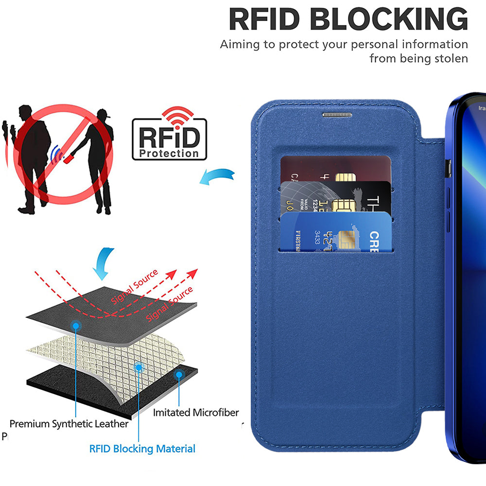 MagSafe Case for Apple iPhone 13 Pro Max, Techsuit, SmartMag Book, Blue