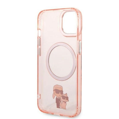 MagSafe Case for Apple iPhone 14, Karl Lagerfeld, Ikonik Karl & Choupette, Pink
