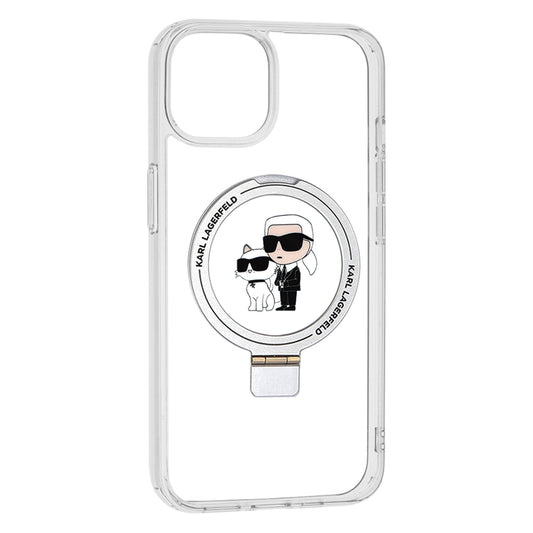 MagSafe Case for Apple iPhone 14, Karl Lagerfeld, Ring Stand Karl & Choupette, White