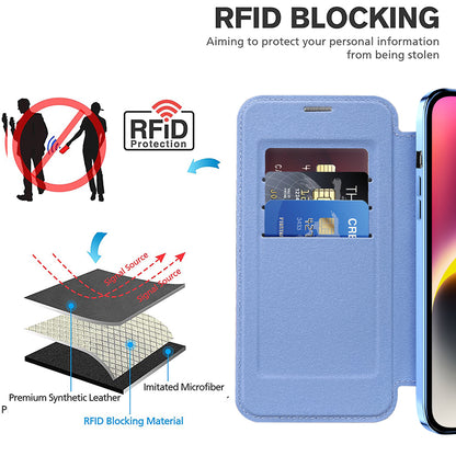 MagSafe Case for Apple iPhone 14 Plus, Techsuit, SmartMag Book, Blue