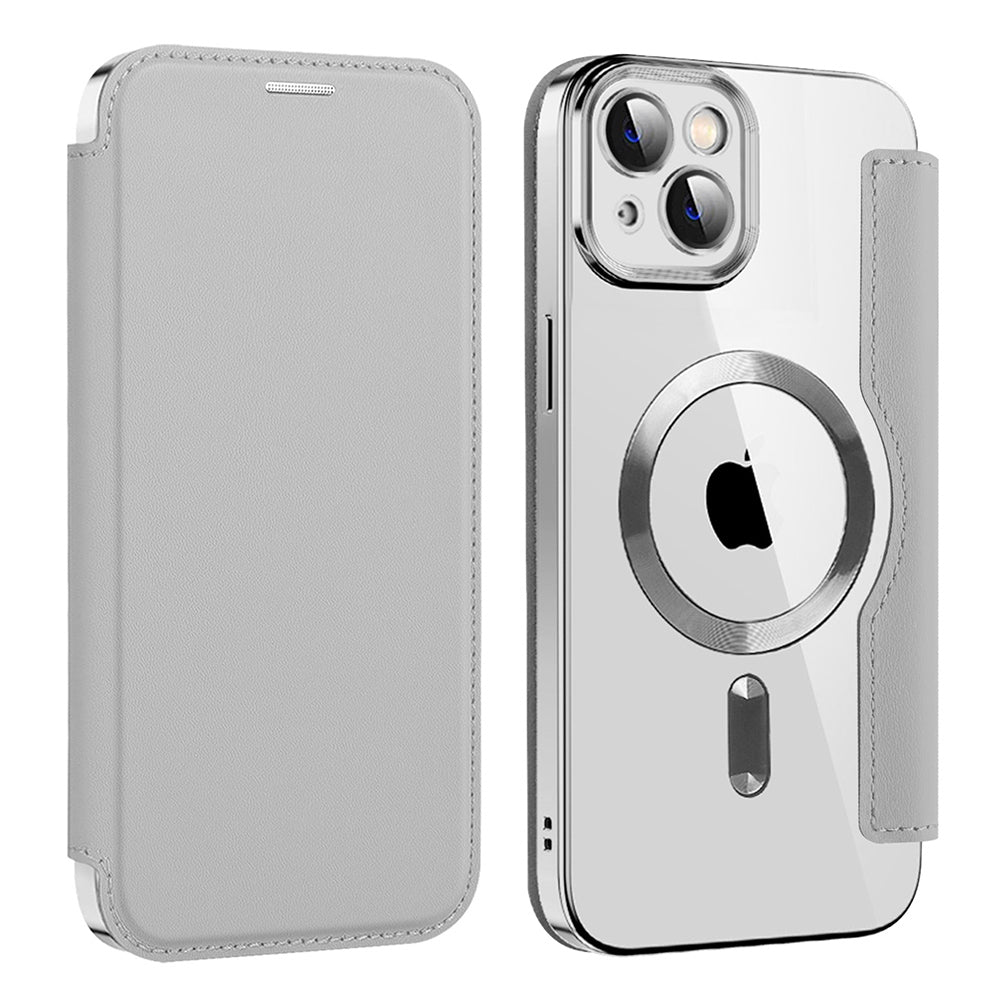 MagSafe Case for Apple iPhone 14 Plus, Techsuit, SmartMag Book, Gray