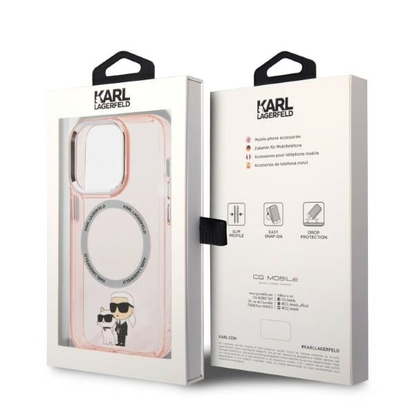 MagSafe Case for Apple iPhone 14 Pro, Karl Lagerfeld, Ikonik Karl & Choupette, Pink