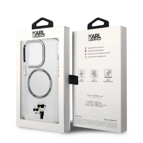 MagSafe Case for Apple iPhone 14 Pro, Karl Lagerfeld, Ikonik Karl & Choupette, Transparent