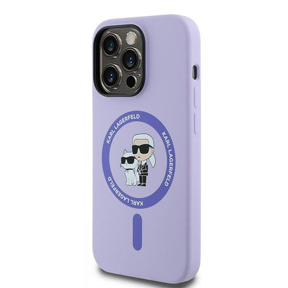 MagSafe Case for Apple iPhone 14 Pro, Karl Lagerfeld, Silicone Ring Karl & Choupette, Purple