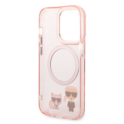 MagSafe Case for Apple iPhone 14 Pro Max, Karl Lagerfeld, Karl & Choupette Aluminium, Pink