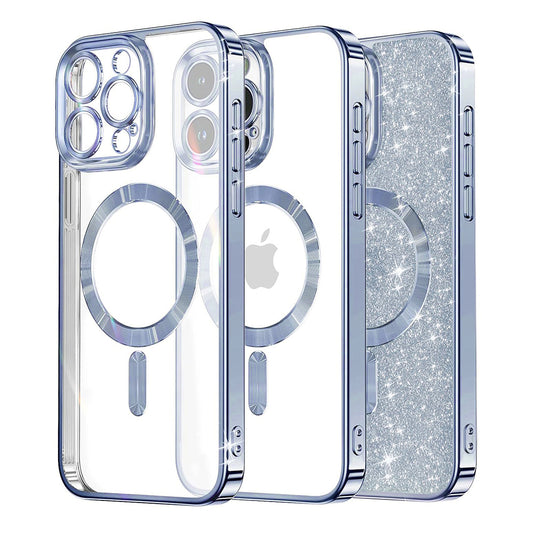 MagSafe Case for Apple iPhone 14 Pro Max, Techsuit, Luxury Glitter, Blue