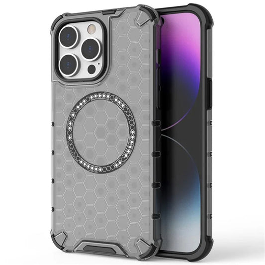 MagSafe Case for Apple iPhone 14 Pro, Techsuit, HoneyComb Shield, White