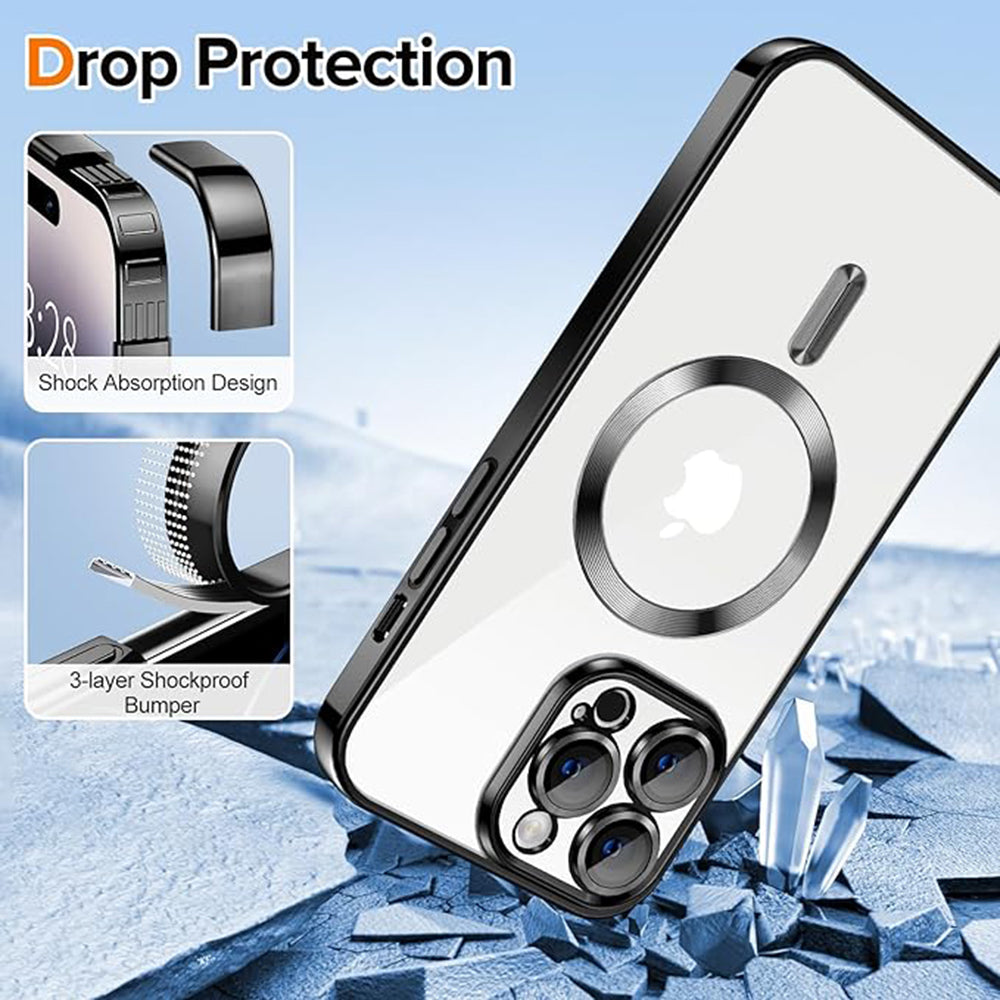 MagSafe Case for Apple iPhone 14 Pro, Techsuit, Luxury Crystal, Black