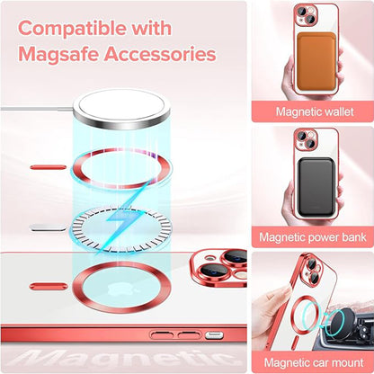 MagSafe Case for Apple iPhone 14, Techsuit, Luxury Crystal, Red