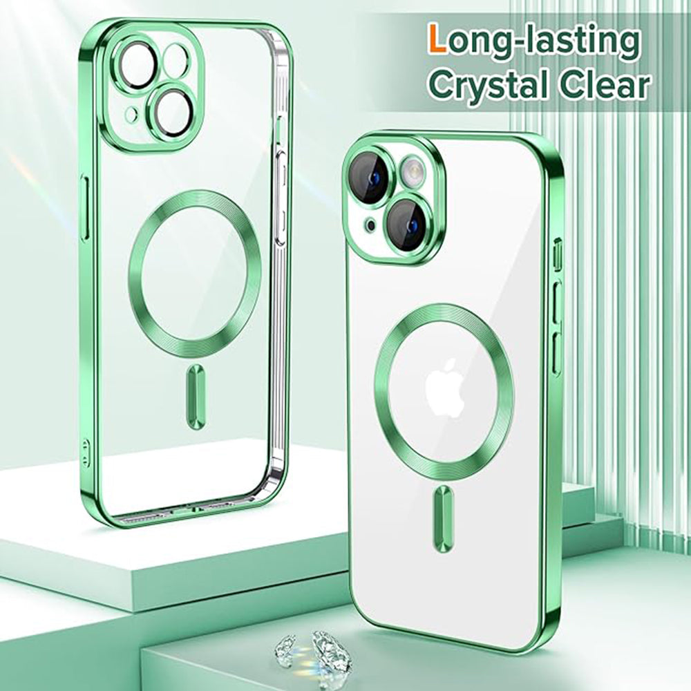 MagSafe Case for Apple iPhone 14, Techsuit, Luxury Crystal, Light Green