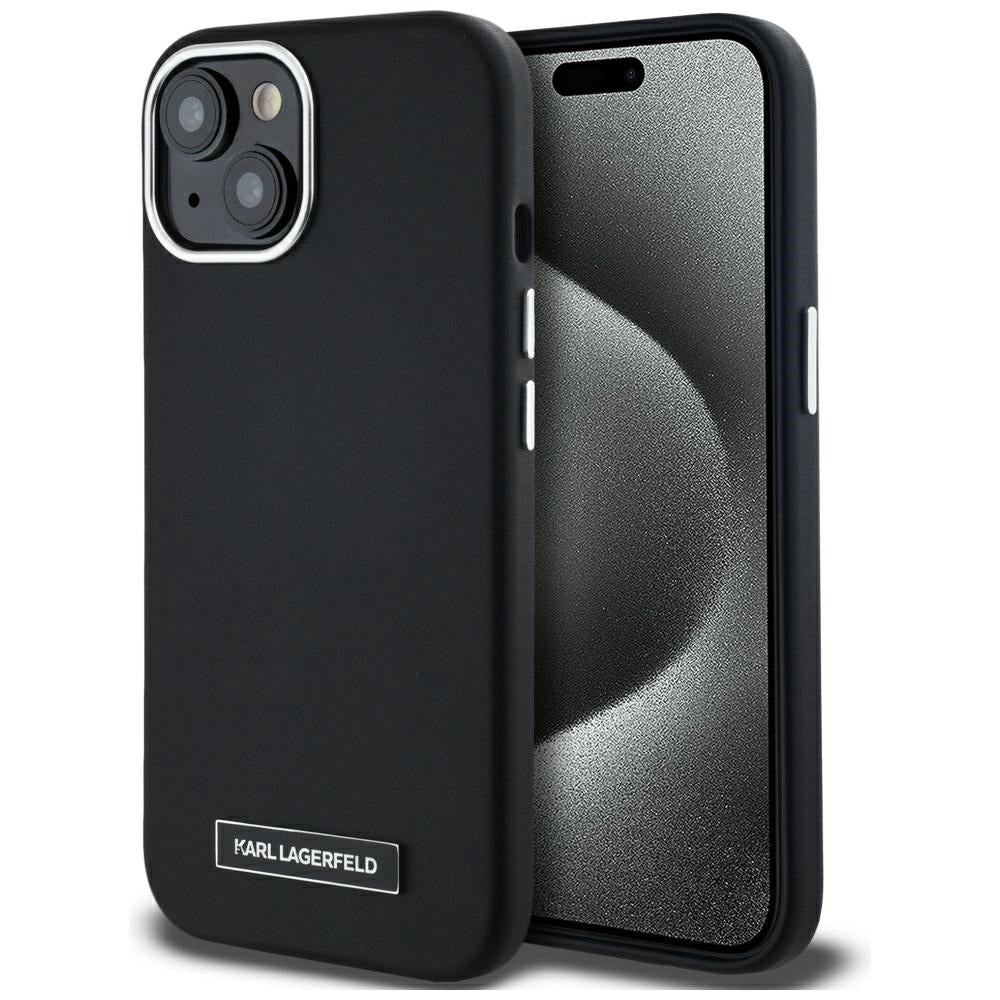 MagSafe Case for Apple iPhone 15, Karl Lagerfeld, FW Metal Plate, Black