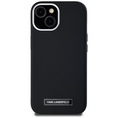 MagSafe Case for Apple iPhone 15, Karl Lagerfeld, FW Metal Plate, Black