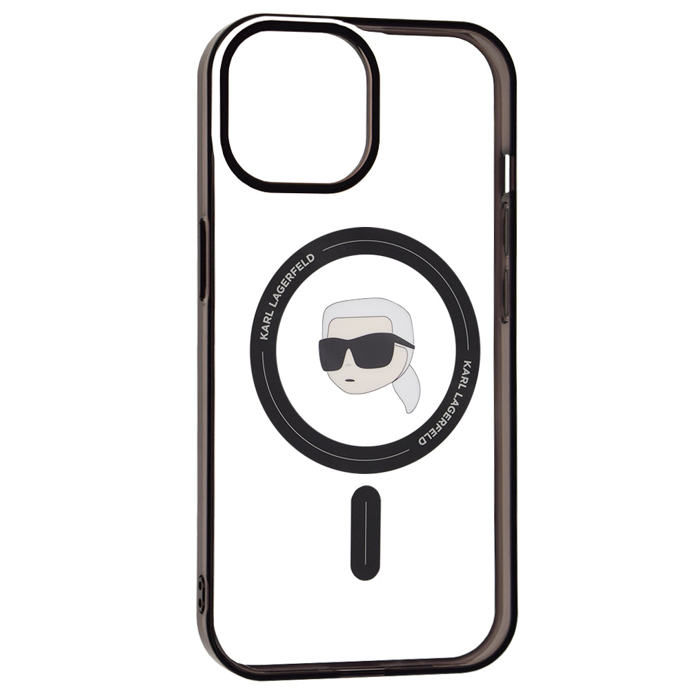 MagSafe Case for Apple iPhone 15, Karl Lagerfeld, IML Karl's Head, Transparent