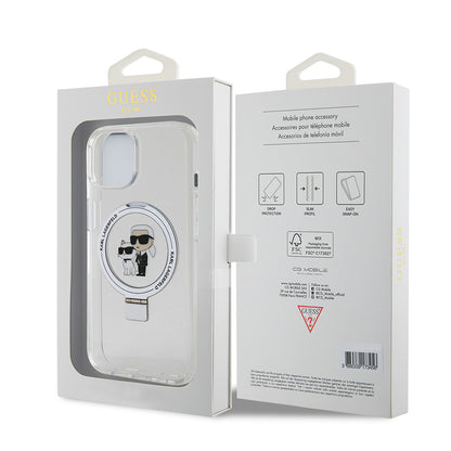 MagSafe Case for Apple iPhone 15, Karl Lagerfeld, Ring Stand Karl & Choupette, White
