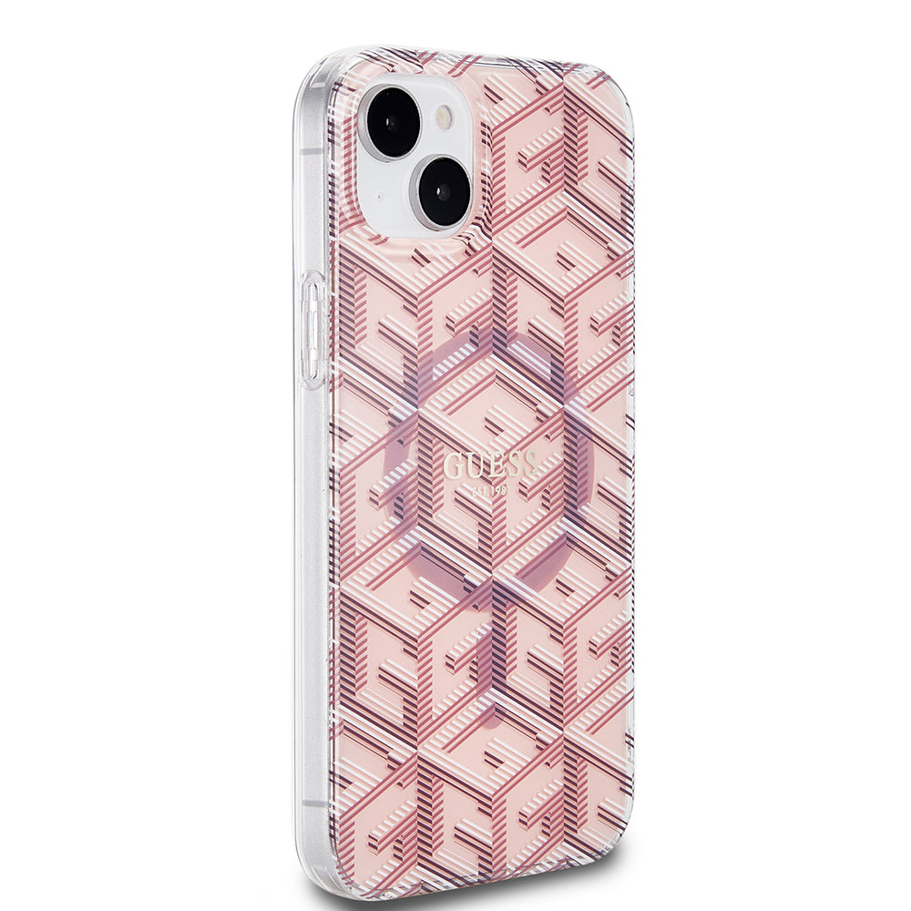 MagSafe Case for Apple iPhone 15 Plus, Guess, IML Gcube, Pink