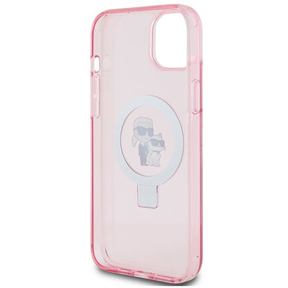 MagSafe Case for Apple iPhone 15 Plus, Karl Lagerfeld, Ring Stand Karl & Choupette, Pink