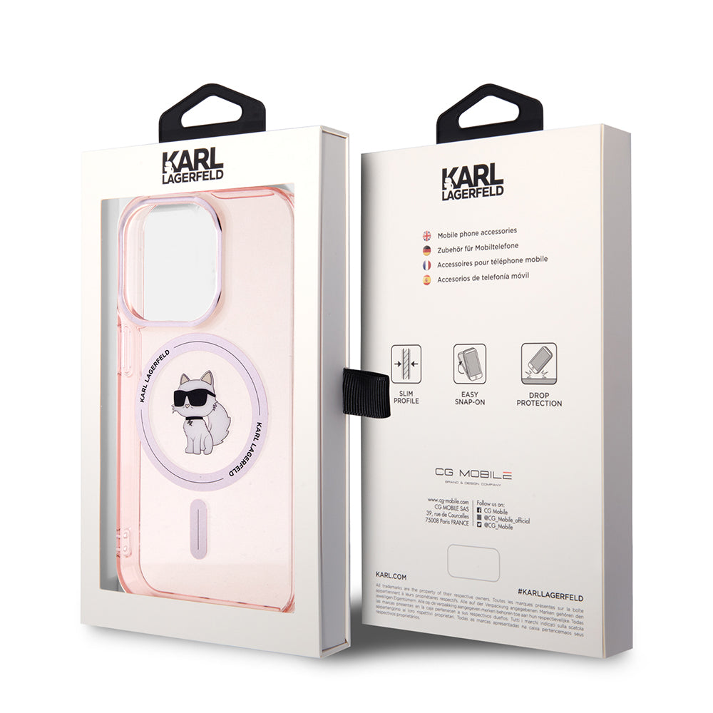 MagSafe Case for Apple iPhone 15 Pro, Karl Lagerfeld, IML Choupette, Pink