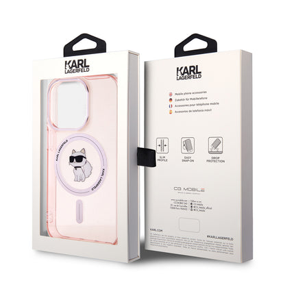 MagSafe Case for Apple iPhone 15 Pro, Karl Lagerfeld, IML Choupette, Pink