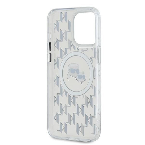 MagSafe Case for Apple iPhone 15 Pro, Karl Lagerfeld, IML Monogram Karl & Choupette's Heads, Transparent