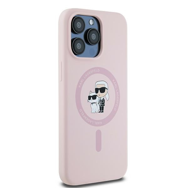 MagSafe Case for Apple iPhone 15 Pro, Karl Lagerfeld, Karl & Choupette Silicone, Pink
