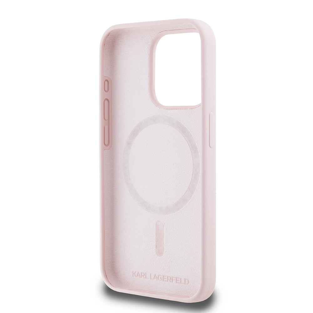 MagSafe Case for Apple iPhone 15 Pro, Karl Lagerfeld, Silicone Karl & Choupette's Heads, Pink