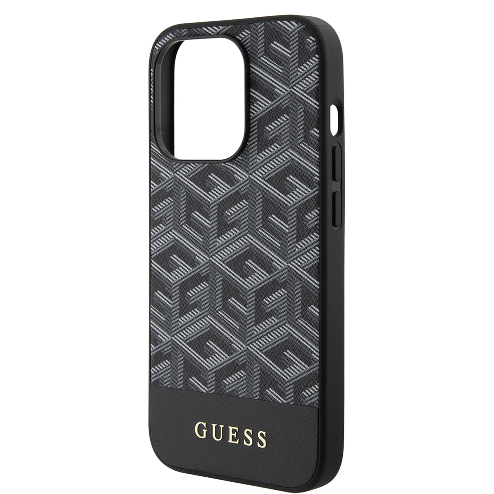 MagSafe Case for Apple iPhone 15 Pro Max, Guess, PU G Cube, Black GUHMP15XHGCFSEK