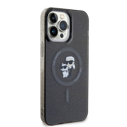 MagSafe Case for Apple iPhone 15 Pro Max, Karl Lagerfeld, Glitter, Black