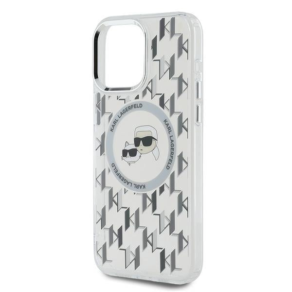 MagSafe Case for Apple iPhone 15 Pro Max, Karl Lagerfeld, IML Monogram Karl & Choupette's Heads, Transparent