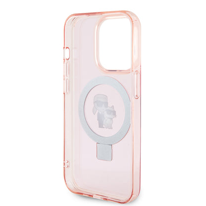 MagSafe Case for Apple iPhone 15 Pro Max, Karl Lagerfeld, Ring Stand Karl & Choupette, Pink
