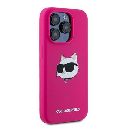 MagSafe Case for Apple iPhone 15 Pro Max, Karl Lagerfeld, Silicone Choupette's Head, Fuchsia
