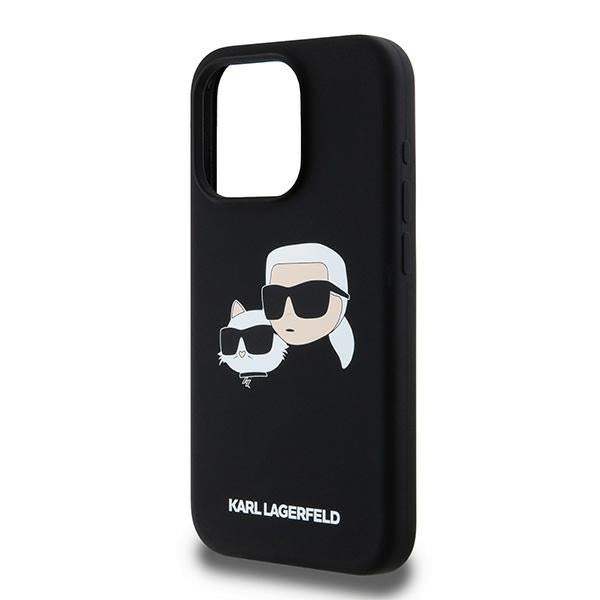 MagSafe Case for Apple iPhone 15 Pro Max, Karl Lagerfeld, Karl & Choupette Silicone, Black