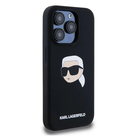 MagSafe Case for Apple iPhone 15 Pro Max, Karl Lagerfeld, Silicone Karl's Head, Black