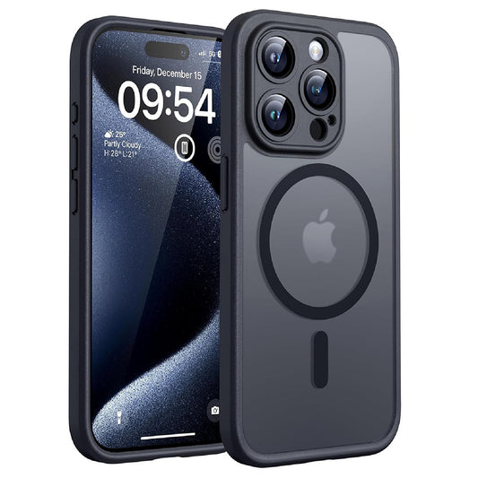 MagSafe Case for Apple iPhone 15 Pro Max, Techsuit, PureFrost, Satin Black