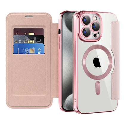 MagSafe Case for Apple iPhone 15 Pro Max, Techsuit, SmartMag Book, Pink