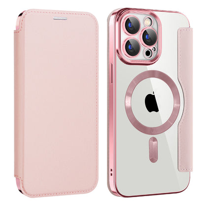 MagSafe Case for Apple iPhone 15 Pro Max, Techsuit, SmartMag Book, Pink