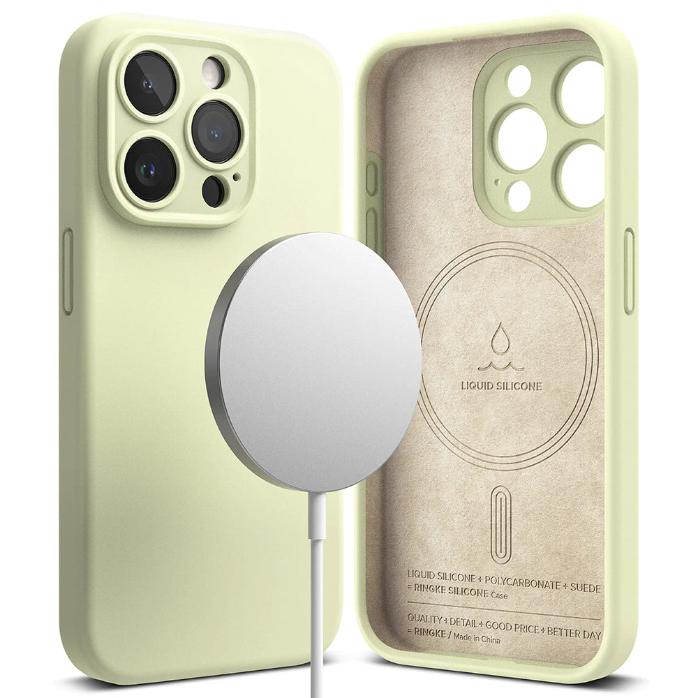 MagSafe Case for Apple iPhone 15 Pro, Ringke, Silicone, Lime Green