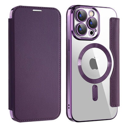 MagSafe Case for Apple iPhone 15 Pro, Techsuit, SmartMag Book, Purple