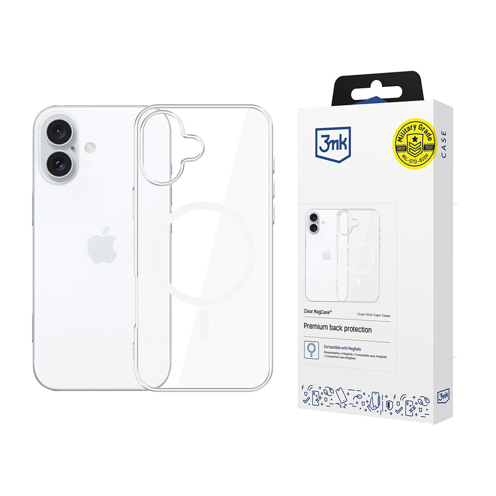 MagSafe Case for Apple iPhone 16, 3MK, Clear MagCase, Transparent