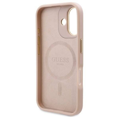 MagSafe Case for Apple iPhone 16, Guess, 4G Logo Plate, Pink