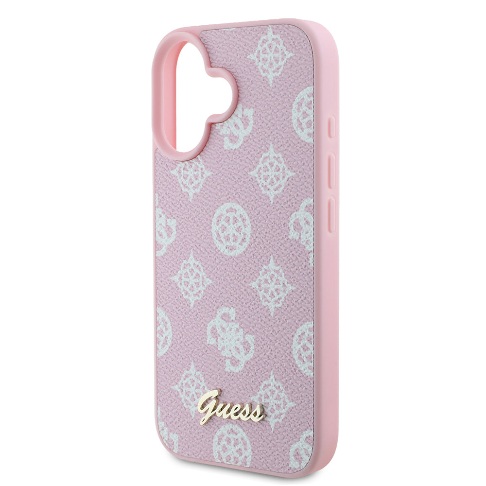 MagSafe Case for Apple iPhone 16, Guess, Peony Script, Pink