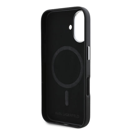 MagSafe Case for Apple iPhone 16, Karl Lagerfeld, FW Metal Plate, Black