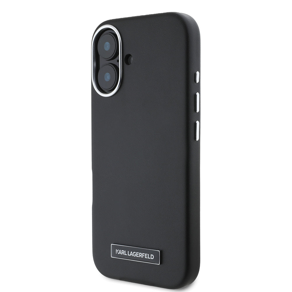 MagSafe Case for Apple iPhone 16, Karl Lagerfeld, FW Metal Plate, Black