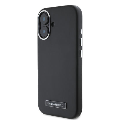 MagSafe Case for Apple iPhone 16, Karl Lagerfeld, FW Metal Plate, Black