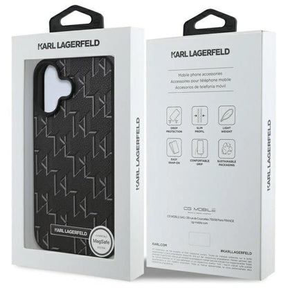 MagSafe Case for Apple iPhone 16, Karl Lagerfeld, Hot Stamp, Black