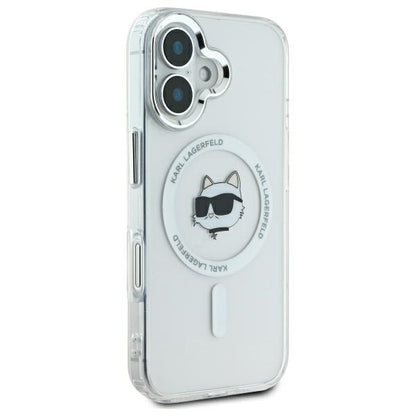 MagSafe Case for Apple iPhone 16, Karl Lagerfeld, IML Metal Choupette's Head, White