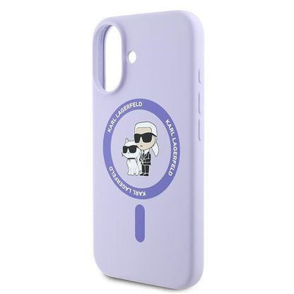 MagSafe Case for Apple iPhone 16, Karl Lagerfeld, Karl & Choupette Silicone, Purple